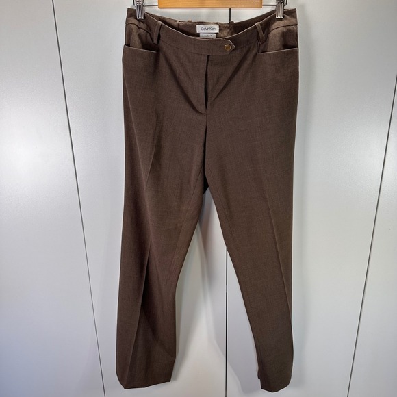 Calvin Klein Modern Fit Brown Trousers Women's Dress Career Pants Size 12 - Picture 1 of 8